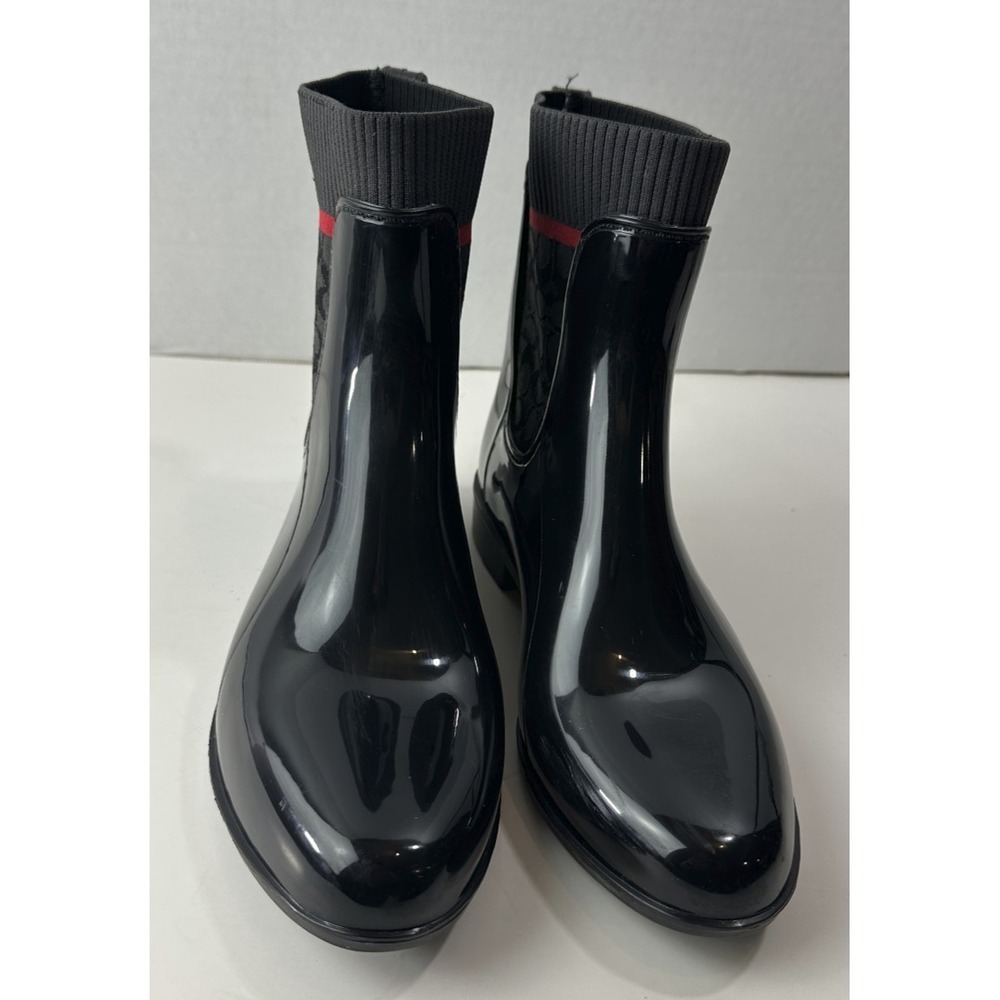 Coach Rivington Rain Boot Coach Signature Logo Shoes Black Booties Womens Size 9 - Picture 8 of 14
